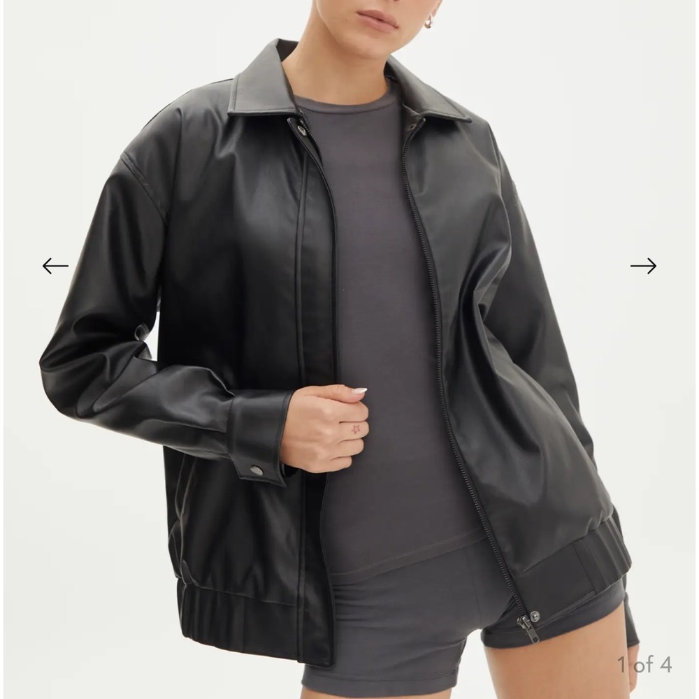 Faux Leather Bomber